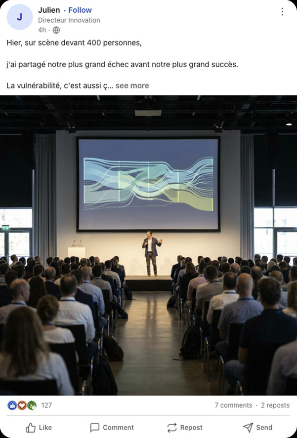 Post LinkedIn de Julien, Directeur Innovation